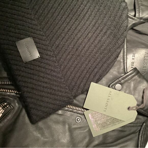 All Saints Balfern Black Leather Biker Jacket NWT $570 - Picture 5 of 6